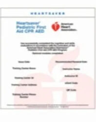 Heartsaver Pediatric First Aid CPR AED eCard